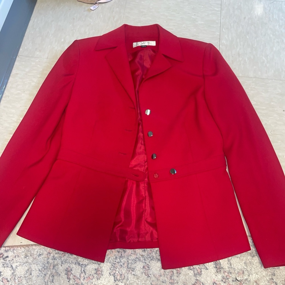 Red Blazer Jacket and Skirt Tahari Suit